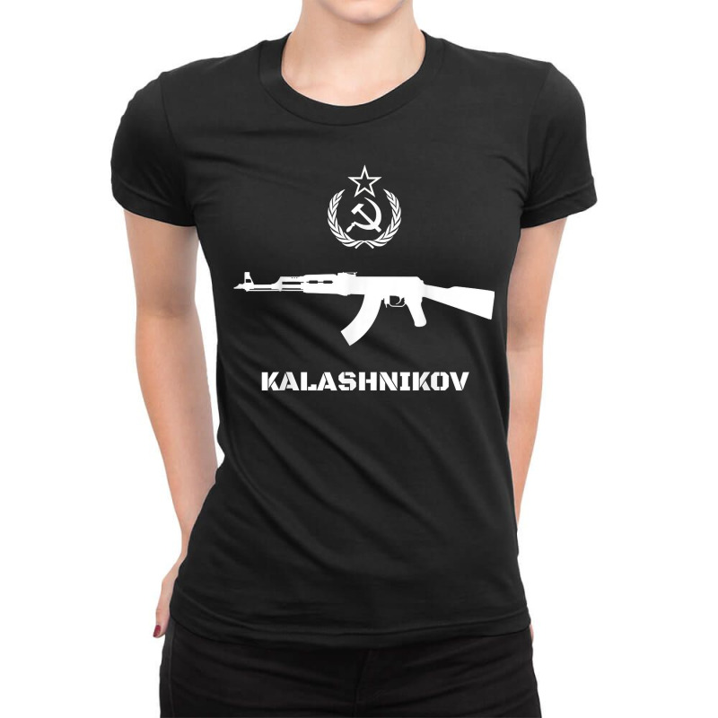 Vintage Soviet Kalashnikov Ak 47 Ussr Russian Gun Rifle T Shirt Ladies Fitted T-Shirt by aryanahjerich | Artistshot