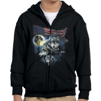 The Mountain Men's Wolfs Lookout Flag American T Shirt Youth Zipper Hoodie | Artistshot