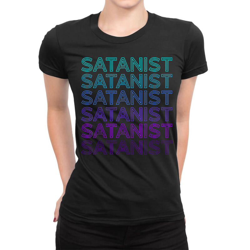 Satanist Satanism Satanic Retro T Shirt Ladies Fitted T-Shirt by malyahdepetris | Artistshot