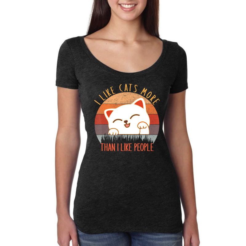 I Like Cats More Than People Cat Lover Women's Triblend Scoop T-shirt by Ashraf Sarah | Artistshot