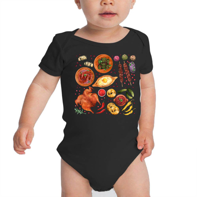 Georgian Cuisine T  Shirt Assorted Georgian Food T  Shirt Baby Bodysuit by thymeartiste | Artistshot