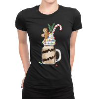 Gingerbread Man Candy Monstershake T  Shirt Christmas Gingerbread Choc Ladies Fitted T-shirt | Artistshot