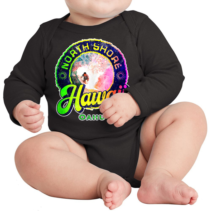 Surfing North Shore Oahu Surfer Hawaii Surf Board Grunge Tank Top Long Sleeve Baby Bodysuit | Artistshot