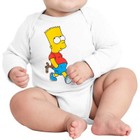 The Simpsons Bart Simpson With Slingshot T Shirt Long Sleeve Baby Bodysuit | Artistshot