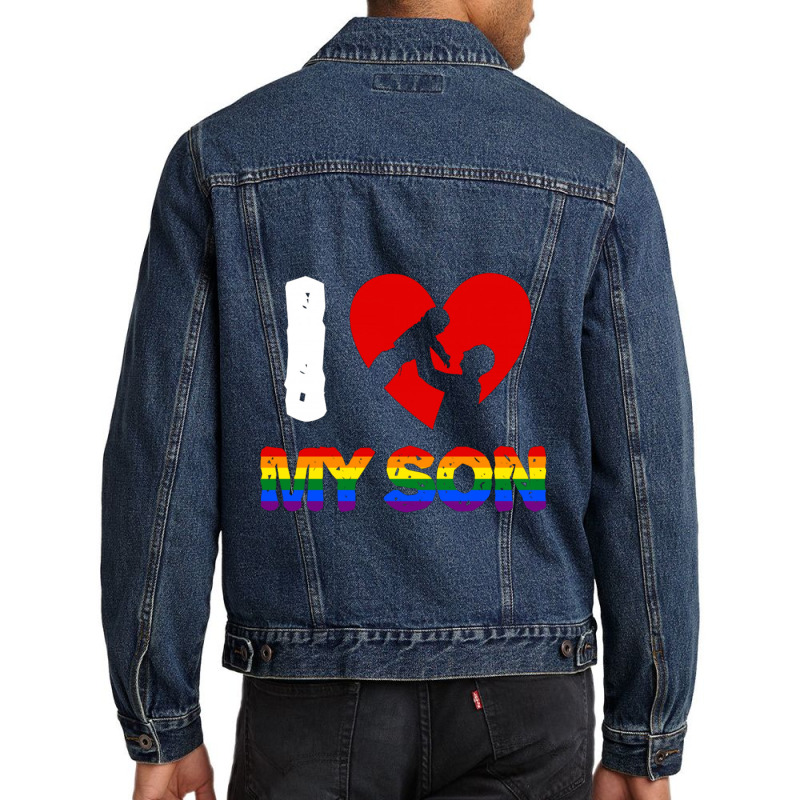 I Love My Son Father And Son For Dark Men Denim Jacket | Artistshot