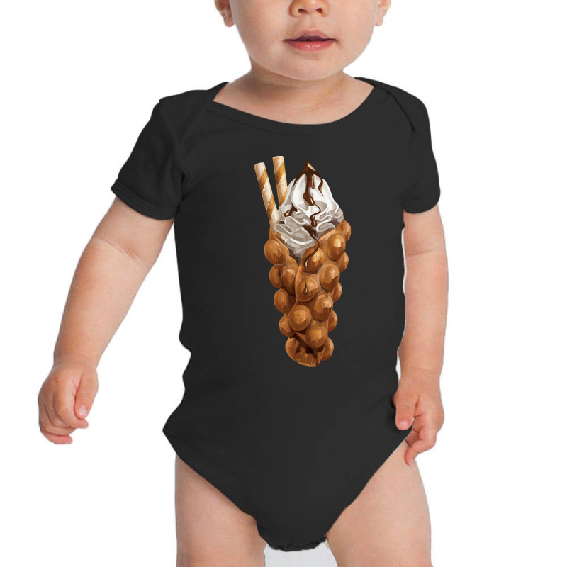 Bubble Waffle Ice Cream T  Shirt Egg Bubble Waffle Vanilla Ice Cream A Baby Bodysuit by pintailracehorse | Artistshot