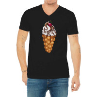 Bubble Waffle Ice Cream T  Shirt Egg Bubble Waffle Vanilla Ice Cream W V-neck Tee | Artistshot