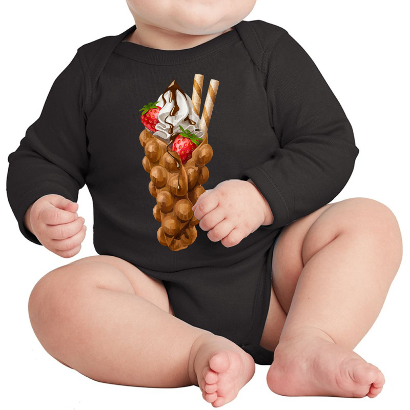 Bubble Waffle Ice Cream T  Shirt Egg Bubble Waffle Vanilla Ice Cream W Long Sleeve Baby Bodysuit by pintailracehorse | Artistshot