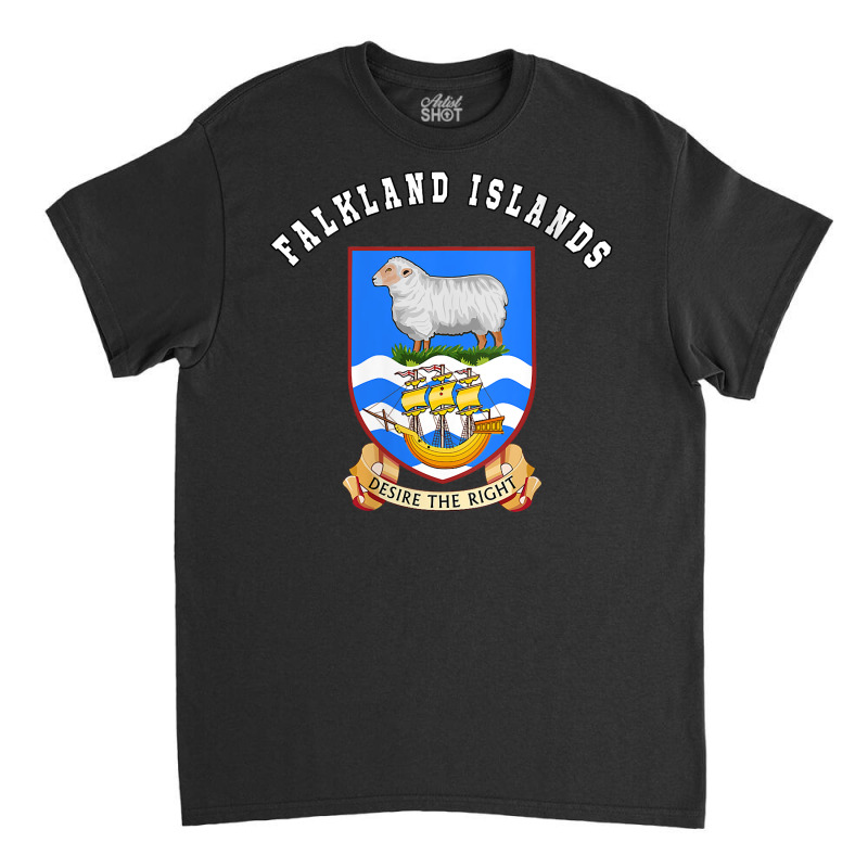 Womens Falkland Islands T Shirt Coat Of Arms Tee Flag Souvenir V Neck Classic T-shirt by malyahdepetris | Artistshot