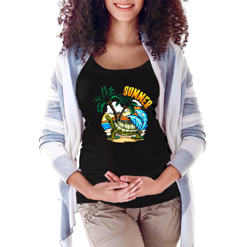 Coconut Tree With Surfboard Maternity Scoop Neck T-shirt | Artistshot