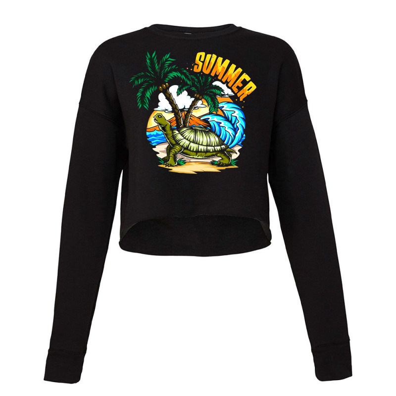 Coconut Tree With Surfboard Cropped Sweater | Artistshot