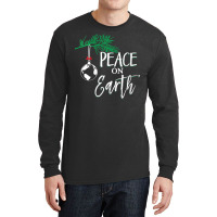 Womens Funny Christmas Tree Lights Ugly Sweater Peace On Earth V Neck Long Sleeve Shirts | Artistshot