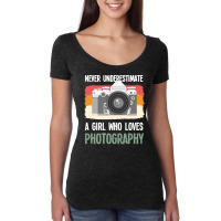 Amateur Photographer T Shirtvintage Photographer Girl Camera Photograp Women's Triblend Scoop T-shirt | Artistshot