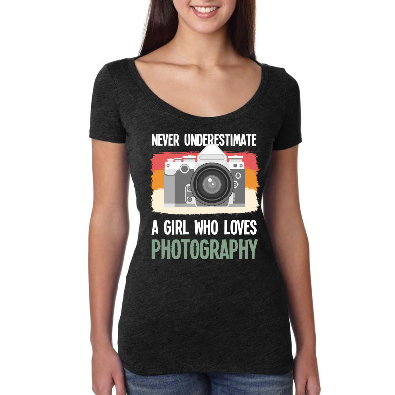 Amateur Photographer T Shirtvintage Photographer Girl Camera Photograp Women's Triblend Scoop T-shirt by federico20955 | Artistshot