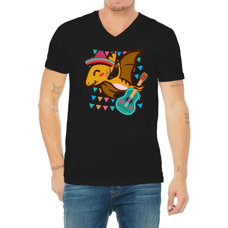 Pterosaur Dinosaur Cinco De Mayo T  Shirt Funny Pterosaur Dinosaur Cin V-neck Tee | Artistshot