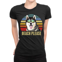 Siberian Husky Summer Beach Vibe T  Shirt Beach Please Siberian Husky Ladies Fitted T-shirt | Artistshot