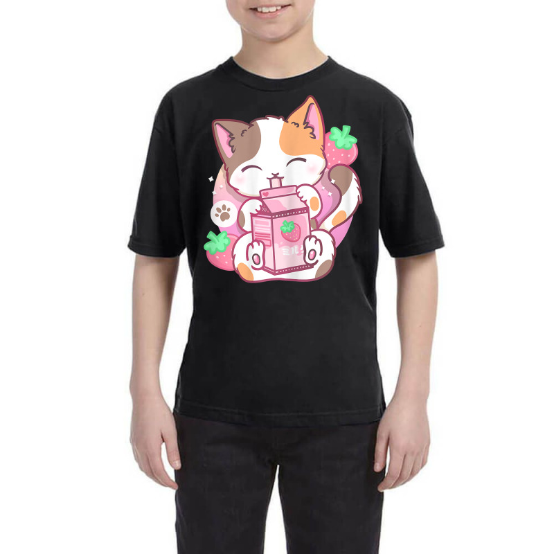 Strawberry Shake Strawberry Milk Cat Kawaii Neko Anime T Shirt Youth Tee by nayarilorenzi | Artistshot