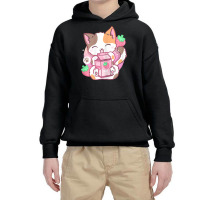 Strawberry Shake Strawberry Milk Cat Kawaii Neko Anime T Shirt Youth Hoodie | Artistshot