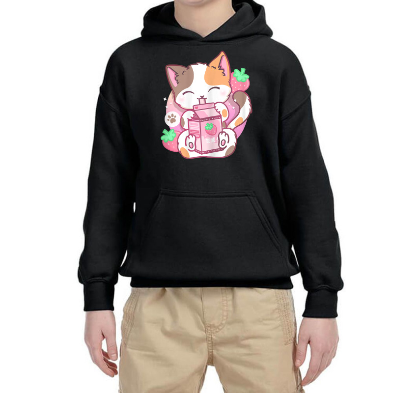 Strawberry Shake Strawberry Milk Cat Kawaii Neko Anime T Shirt Youth Hoodie by nayarilorenzi | Artistshot