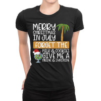 Summer Christmas T  Shirt Merry Christmas In July, Forget The Milk And Ladies Fitted T-shirt | Artistshot