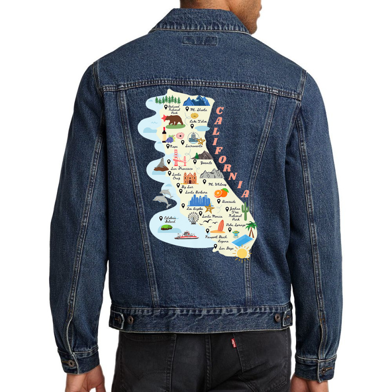 California Map Fun Graphic Premium T Shirt Men Denim Jacket | Artistshot