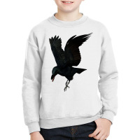 Lovely Black New Caledonian Crow Bird Silhouette Long Sleeve T Shirt Youth Sweatshirt | Artistshot