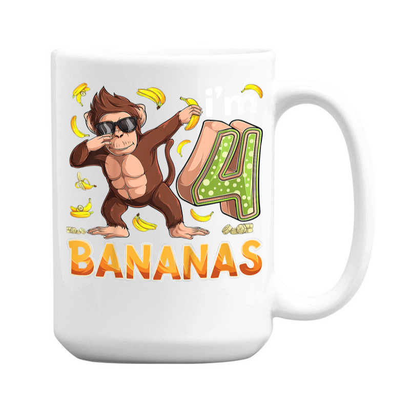 Kids 4 Year Old Monkey Birthday Safari Jungle Animal 4th B Day T Shirt 15 Oz Coffee Mug | Artistshot