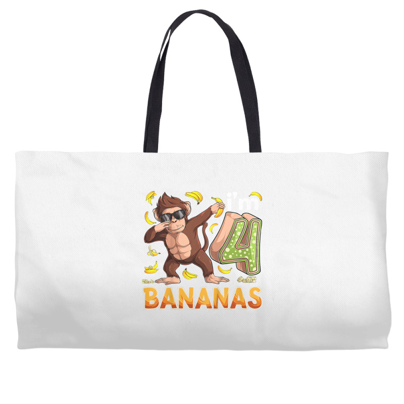 Kids 4 Year Old Monkey Birthday Safari Jungle Animal 4th B Day T Shirt Weekender Totes | Artistshot