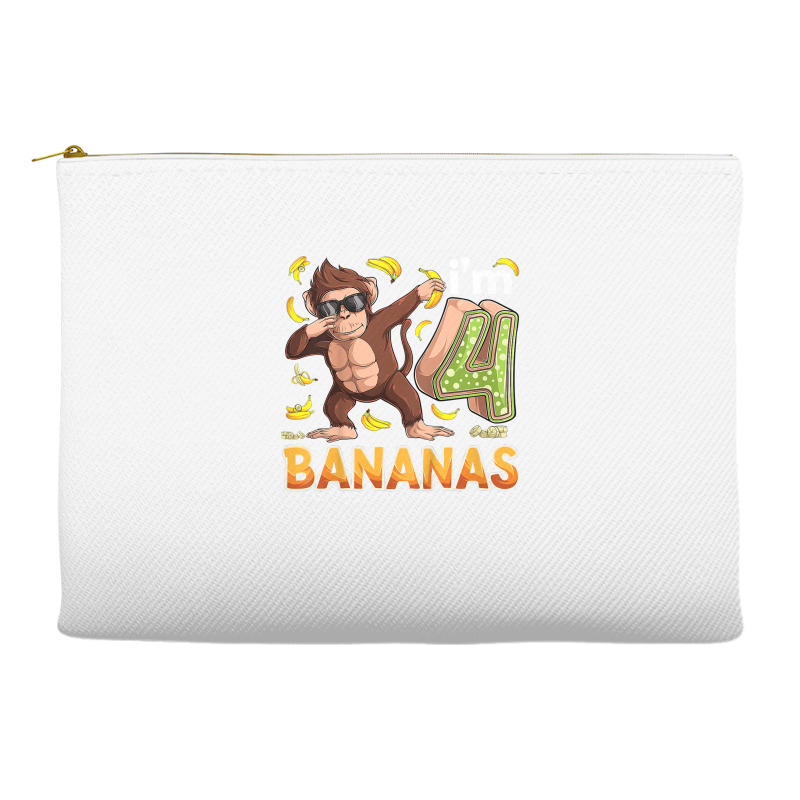 Kids 4 Year Old Monkey Birthday Safari Jungle Animal 4th B Day T Shirt Accessory Pouches | Artistshot