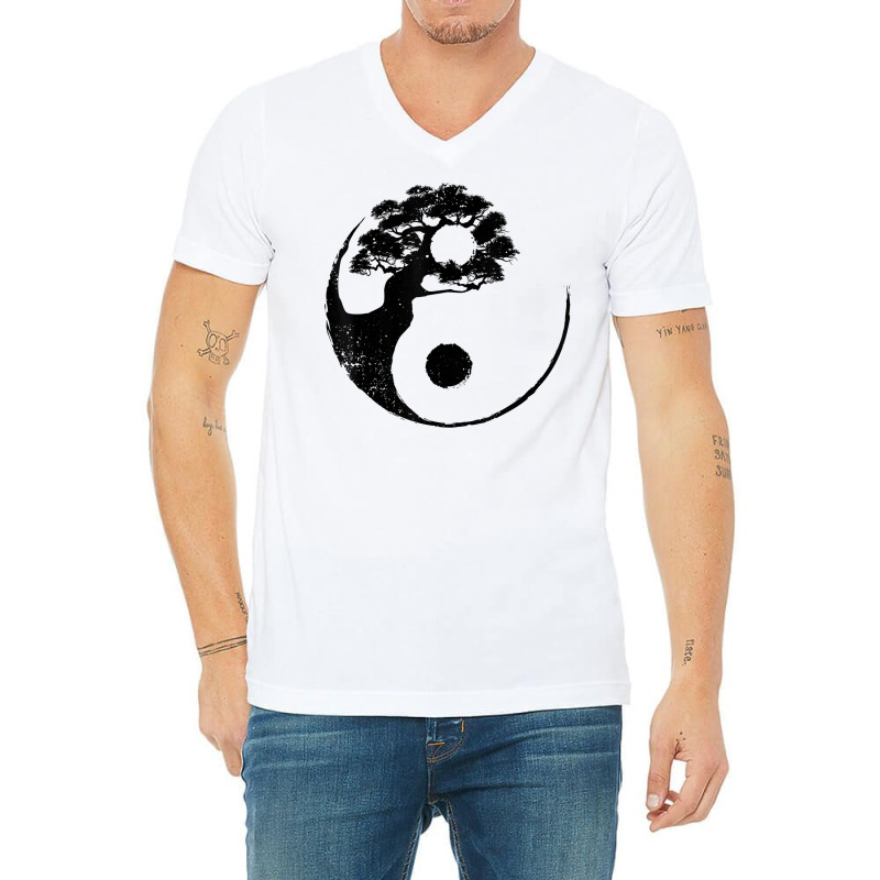 Cute Yin Yang Design Buddhist Men Women Bonsai Tree Lovers T Shirt V-neck Tee | Artistshot