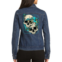 Skull Morel Mushrooms Mycologist Shirt Goth Mushroom Art T Shirt Ladies Denim Jacket | Artistshot