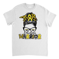 Womens Endometriosis Warrior Messy Bun Yellow Ribbon T Shirt Classic T-shirt | Artistshot