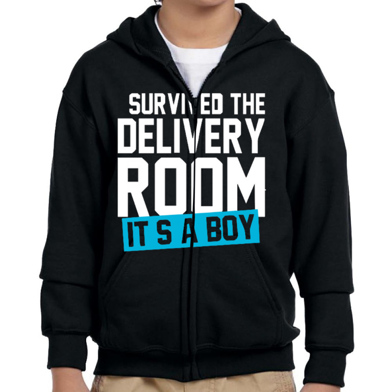 Survived The Delivery Room It's A Boy Funny Youth Zipper Hoodie by saterseim | Artistshot