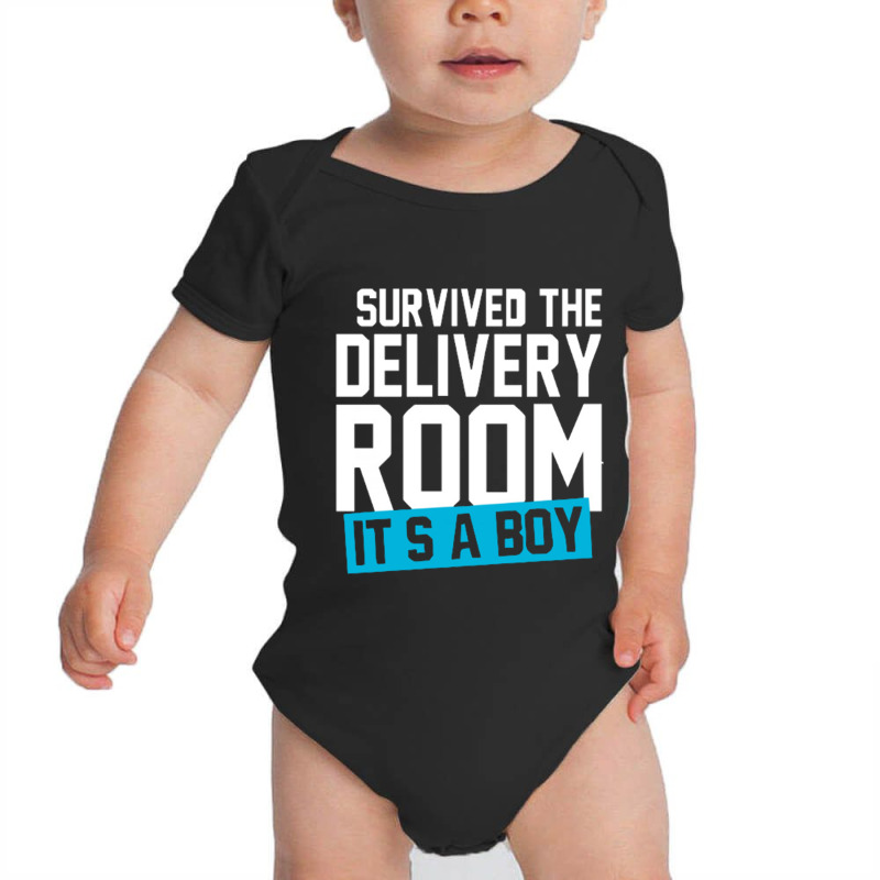 Survived The Delivery Room It's A Boy Funny Baby Bodysuit by saterseim | Artistshot