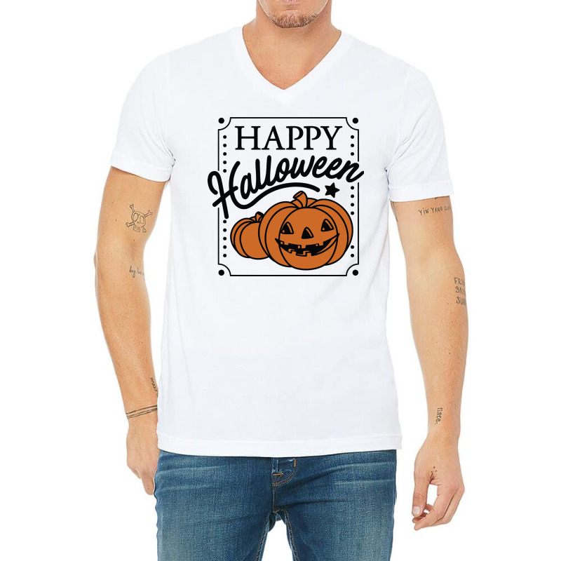 Happy Halloween Pumpkins V-Neck Tee by Nitastudioz | Artistshot