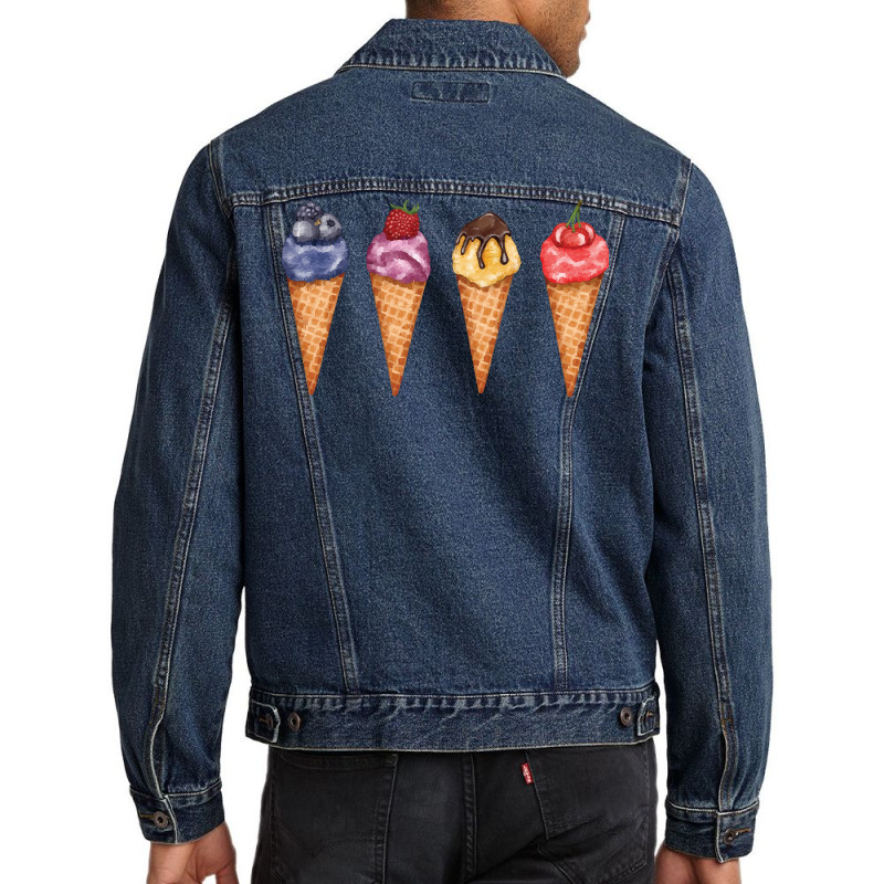 Assorted Ice Cream Cones T  Shirt Assorted Ice Cream Cones Set   Blueb Men Denim Jacket by larkhorse | Artistshot