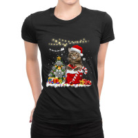 Black Cat Kitty Maine Coon Merry Christmas Kitten Cat Ladies Fitted T-shirt | Artistshot