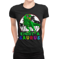 Dinosaur 8 Year Old Dinosaur Birthday 8th T Rex Dino Eight Saurus Ladies Fitted T-shirt | Artistshot