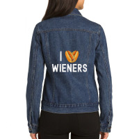 I Love Heart Wieners Funny Hot Dog Cookout Ladies Denim Jacket | Artistshot