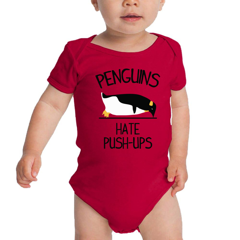 Penguin Hates Push Ups Baby Bodysuit by heart eye | Artistshot