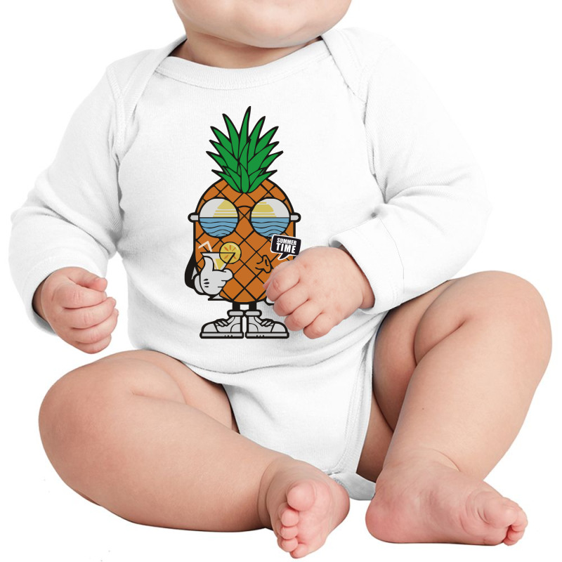 Pineapple Summer Funny Long Sleeve Baby Bodysuit by heart eye | Artistshot