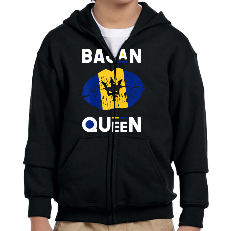 Womens Bajan Queen Shirt Barbados Flag Lips Barbadian Pride T Shirt Youth Zipper Hoodie by sav.anzoey | Artistshot