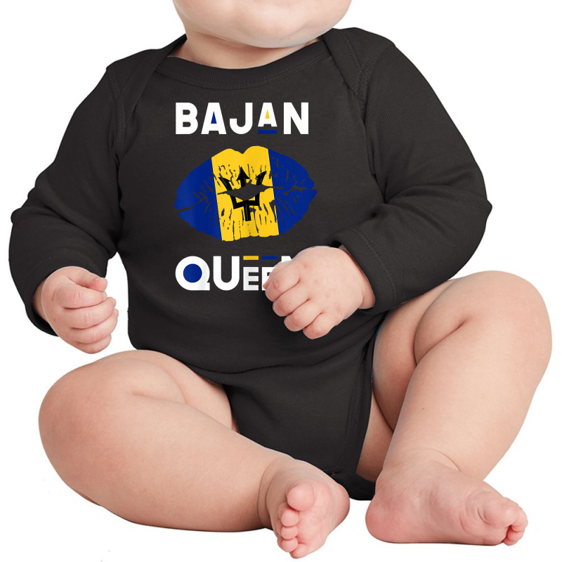 Womens Bajan Queen Shirt Barbados Flag Lips Barbadian Pride T Shirt Long Sleeve Baby Bodysuit by sav.anzoey | Artistshot