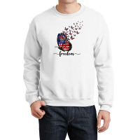 America Freedom Butterfly American Flag 4th Of July Patriot T Shirt Crewneck Sweatshirt | Artistshot