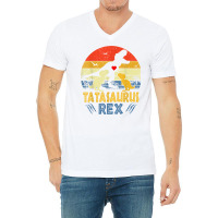 Tata Saurus T Rex Dinosaur Tata 2 Kids Family Matching T Shirt V-neck Tee | Artistshot