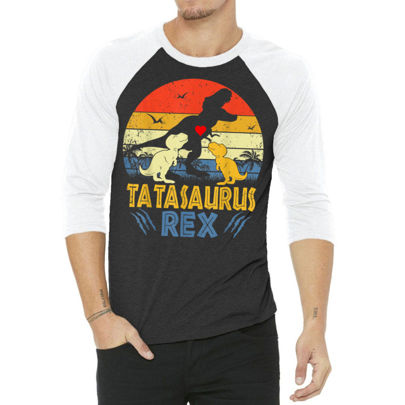 Tata Saurus T Rex Dinosaur Tata 2 Kids Family Matching T Shirt 3/4 Sleeve Shirt | Artistshot