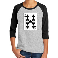 Nine Of Clubs Playing Card T Shirt Poker Player Costume Youth 3/4 Sleeve | Artistshot