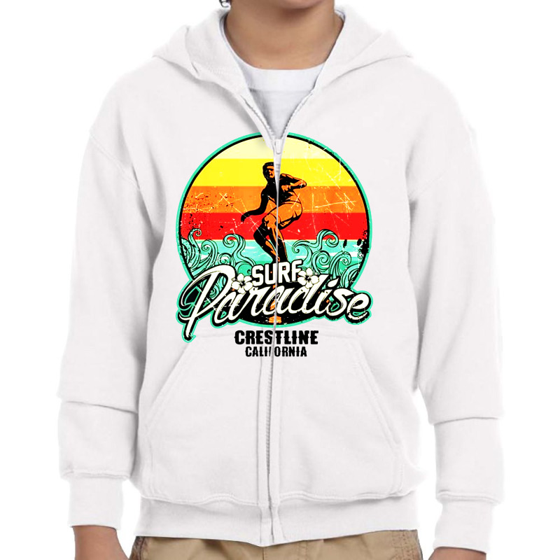 Crestline Surf Paradise Youth Zipper Hoodie by althubich | Artistshot