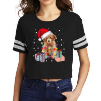 Poodle Dog Dog Christmas Light Santa Hat Matching Family Xmas 8 Scorecard Crop Tee | Artistshot