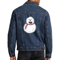 Snowman With Pink Polka Dots Scarf Men Denim Jacket | Artistshot